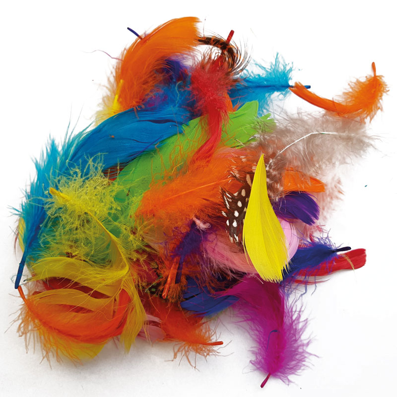 Bastelfedermischung, ca. 200 Stk. — farbig sortiert