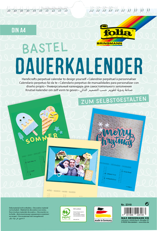 Bastel-Dauerkalender A4 - farbig