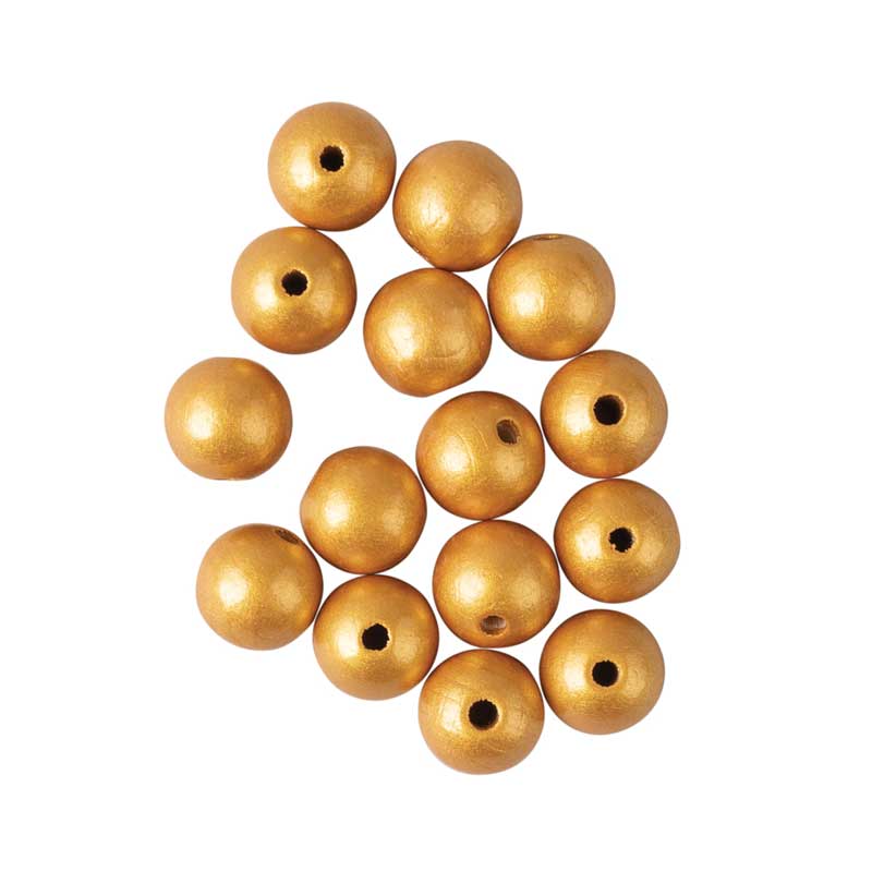 Holzkugeln 15 mm / 15 Stk. — gold